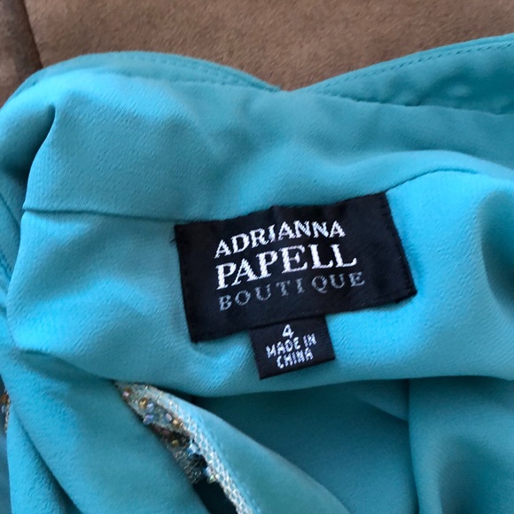 Adrianna Papell Beaded turquoise halter dress - Picture 4 of 4